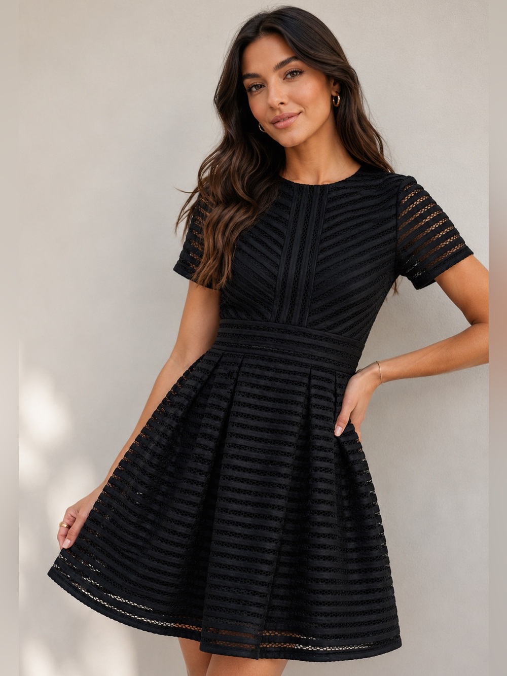 Maje Roybridge Striped Mesh Fit & Flare Fully lined Mini Dress Size 3